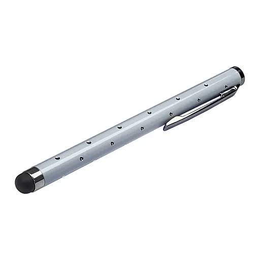 Стилус ємнісний, алюмінієвий, з кристалами, білий - фото 1