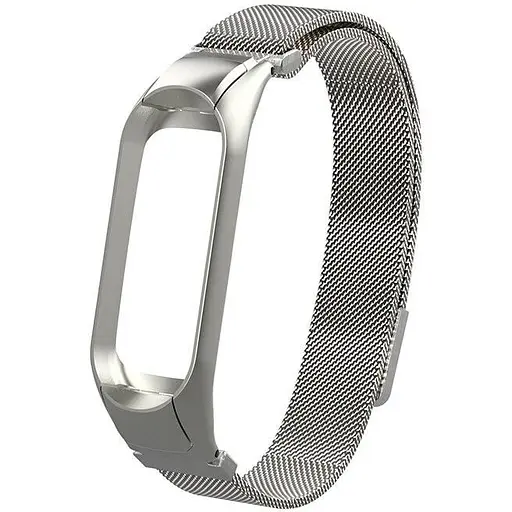 Ремінець для фітнес-браслета Boorui для Xiaomi Mi Band 3 і 4 міланська петля сріблястий