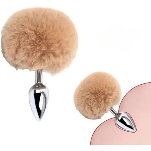 Металева анальна пробка Кролячий хвостик - фото 3