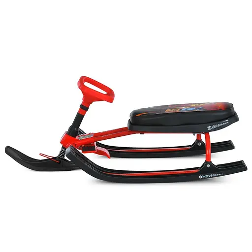 Снігокат MS 1778-9 Низька рама, м'яке сидіння з екошкіри 45х21см (2 положення), кермо, металопластик, чорно-червона - фото 2