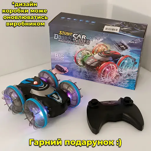 Машинка перевертыш на радиоуправлении Amphibious Stunt Car. Плавает в воде. Светится. Прозрачные колеса - фото 11