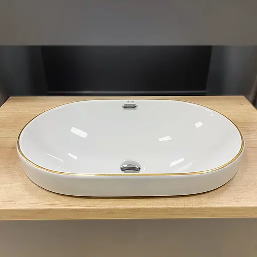 Умивальник VBI Gaeta white gold Edge врізний VBI-018032, Золотий - фото 2