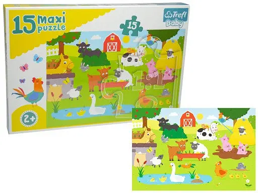 Набір Пазли - (15 елм. MAXI) - "Тваринки на фермі" - фото 1