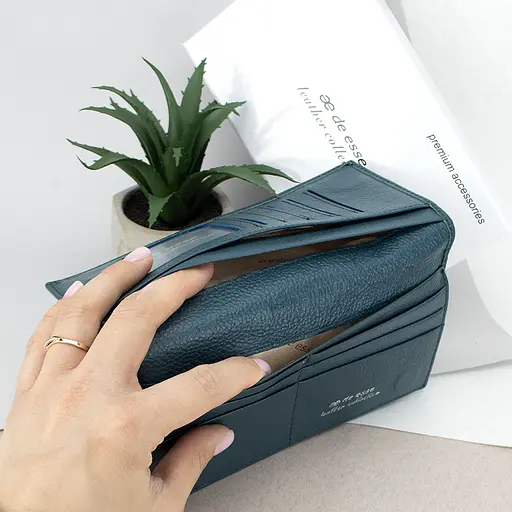 Гаманець жіночий шкіряний De Esse LC89259-F9975 вертикальний бірюзовий - фото 6