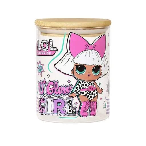 Банка скляна для зберігання L.O.L.Surprise Glow Girl з бамбуковою кришкою 450 мл 