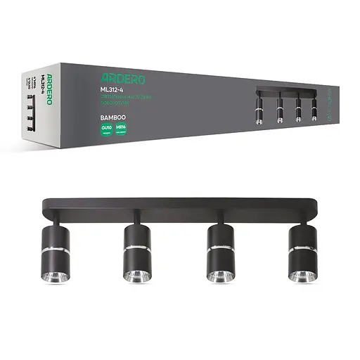 Спот Ardero ML312-4 BAMBOO під лампу чорний хром - фото 1