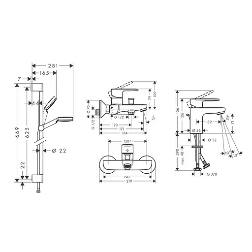 Набор смесителей для ванны Hansgrohe Vernis Blend 71550111 Хром - фото 2