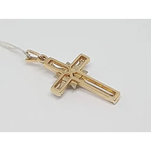 Золотий хрестик Київський ювелірний завод з діамантами і смарагдом. Артикул 3342050 - фото 3