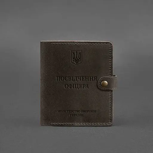 Кожаная обложка-портмоне для удостоверения офицера 11.0 темно-коричневая Crazy Horse - фото 6