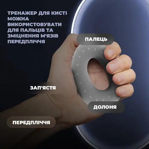 Еспандер кістьовий PowerPlay силіконовий PP-4338 Hand Grip Large 25 кг Сірий (PP_4338_Grey_25kg) - фото 5