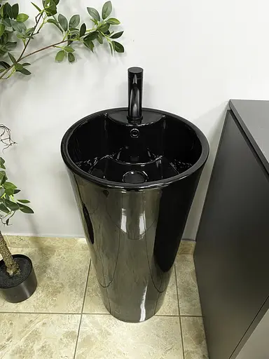 Умивальник підлоговий VBI Bolonia чорний глянцевий VBI-019018, Чорний - фото 2