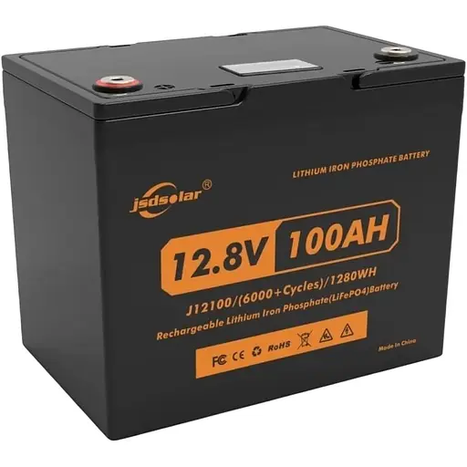 Акумулятор JSDsolar LiFePO4 12V (12.8V/100Ah/1280Wh) (JSDS12100LED) [152899]