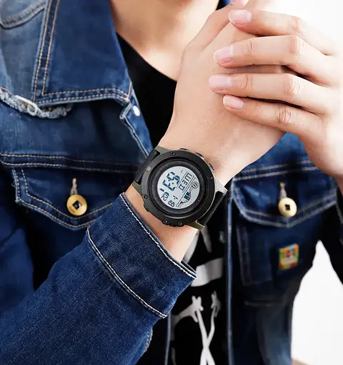 Чоловічий наручний годинник Skmei 1476 (Зелений із білим циферблатом) - фото 5