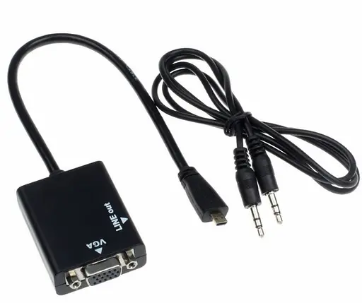 Переходник-конвертер micro HDMI (папа) на VGA (мама) 30cm + Audio