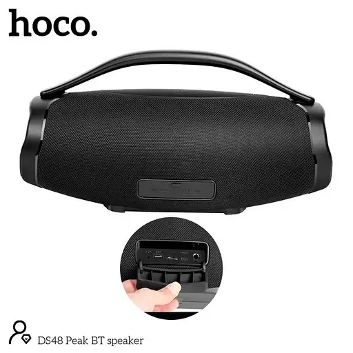 Портативная вluetooth колонка с подсветкой Hoco Peak DS48 Бумбокс IPX6 4000 мАч 2х20Вт microSD Вlack - фото 4