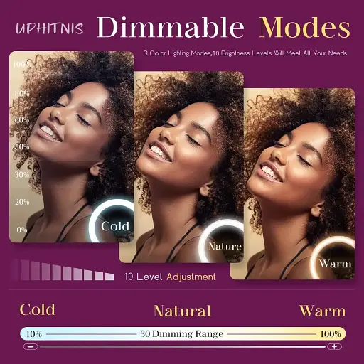 Кільцева лампа UPhitnis 12" із підставкою для штатива та тримачем для телефону - фото 6