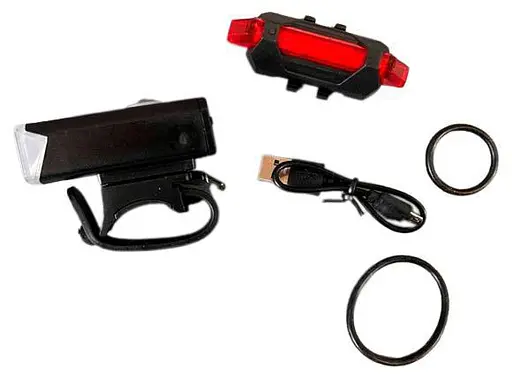 Вело фара передняя и задняя Bike Light 025 велосипедный аккумуляторный фонарь на велосипед с креплением - фото 1