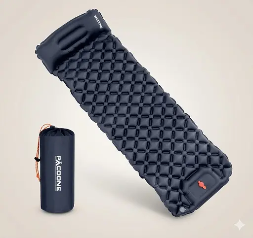 Туристический надувной матрас с подушками и встроенным насосом - фото 1