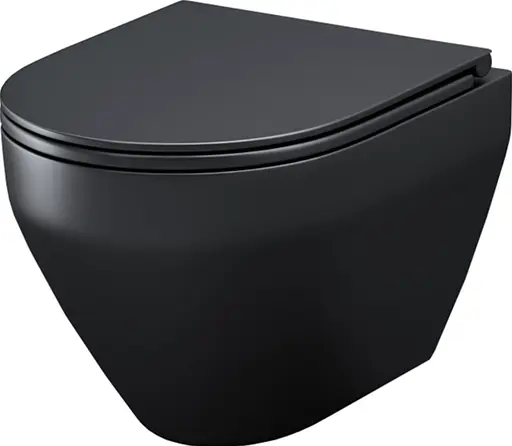 Унитаз подвесной FlashClean Am.Pm Spirit V2.0 с сиденьем микролифт black matt C701700MBSC, Черный матовый - фото 1