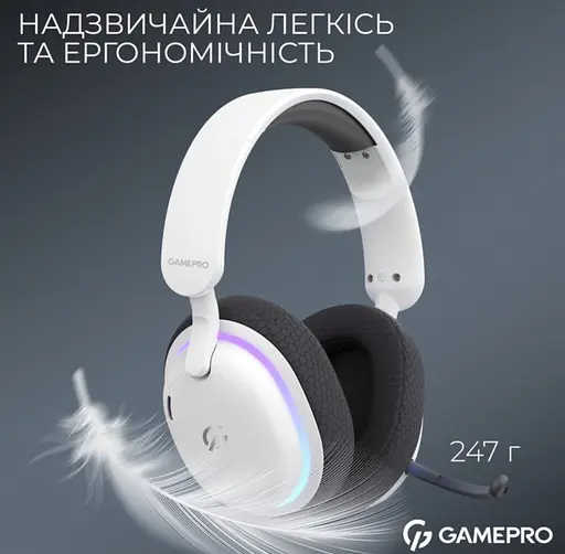 Ігрові бездротові навушники GamePro HSW-250 7.1 Bragi Asgard RGB Tri-Mod White - фото 16