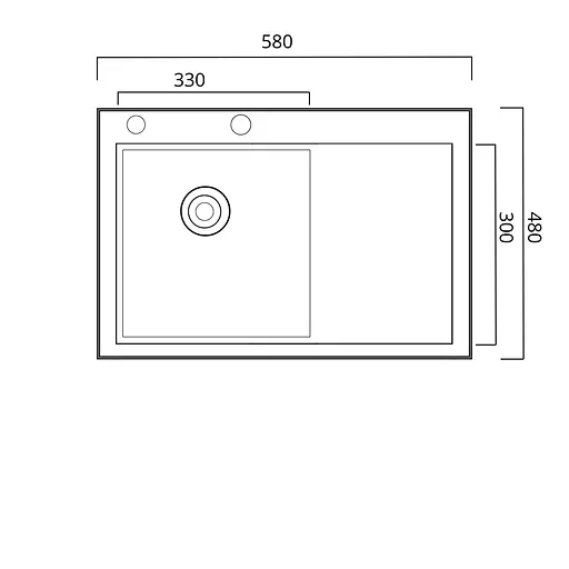 Кухонная мойка черная PVD 58x48 L Platinum Handmade (два отверстия, круглый сифон 3,0/0,8), Черный - фото 7