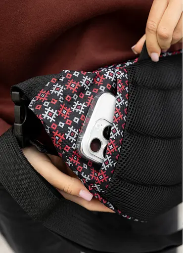 Большая женская поясная сумка бананка Sambag DynamicDart черная 38×21×7 см (80411148) - фото 6