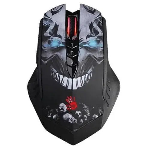 Миша Bloody R80 Plus Skul чорний Laser Wireless+USB 4000 cpi metal feet підсвічування - фото 1