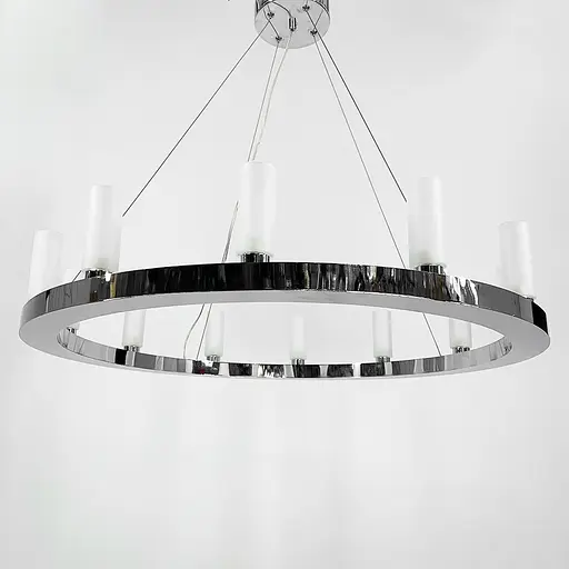 Подвесная серебряная кольцевая люстра RENNES ROUND 80 см 12 плафонов Line.F MJ 111-800 - фото 4