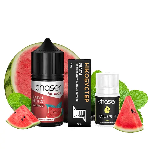 Набор компонентов для самозамеса солевой заправки CHASER For Pods BALANCE NEW 30 мл Арбуз Ментол, 0-50 мг (15621)