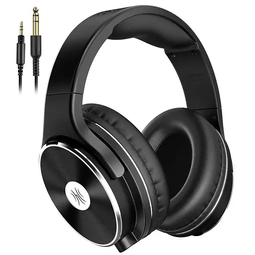 Накладні провідні студійні HIFI навушники OneOdio Studio Wireless black зі складною конструкцією та мікрофоном