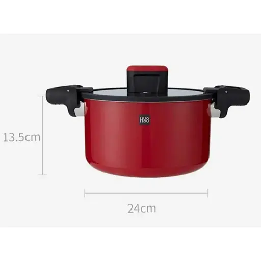 Каструля-скороварка Huo Hou HU0160 Stainless Steel Enamel Micro Pressure Cooker червона  - фото 2