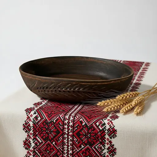 Блюдо под студень 2 л Колосок молоченная керамика 25 см Украинская глиняная посуда 25 см - фото 4