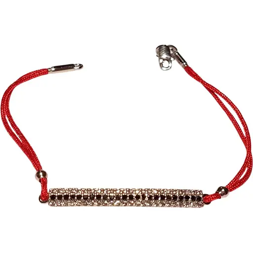 Браслет из текстиля Qvaliz с серебряными вставками и фианитами. 905-00580 16,5 18