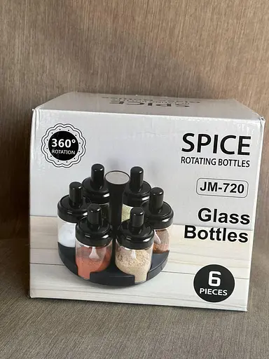 Набор для специй на подставке Spice rotating bottles JM-620 6 баночек Черный - фото 7