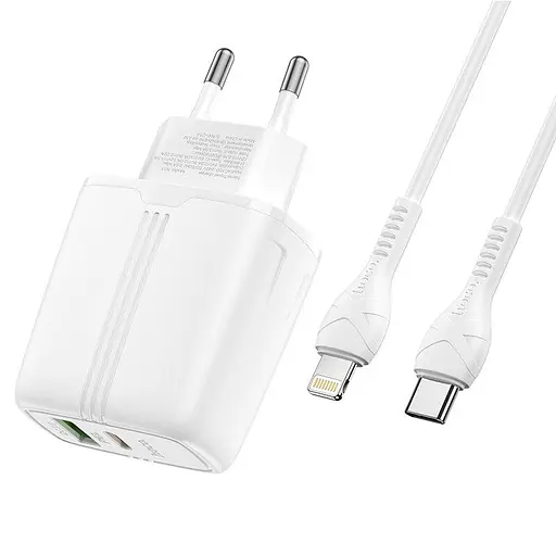 Блок и кабель Lightning Hoco N11 Powerful dual port PD20W+QC3.0 Type-C - фото 2