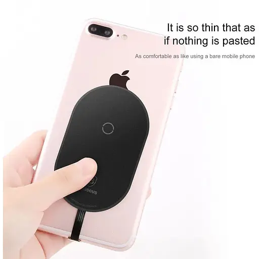 Приемник Qi BASEUS Microfiber Wireless Charging Receiver (For iPhone) 1A черный - фото 1
