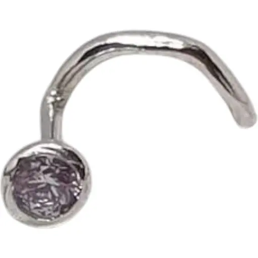 Срібна сережка-пірсинг в ніс Dear. 1023.8С Лаванда