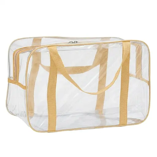 Прозрачная сумка в роддом размер S 30 х 20 х 15 см (бежевая) - фото 1