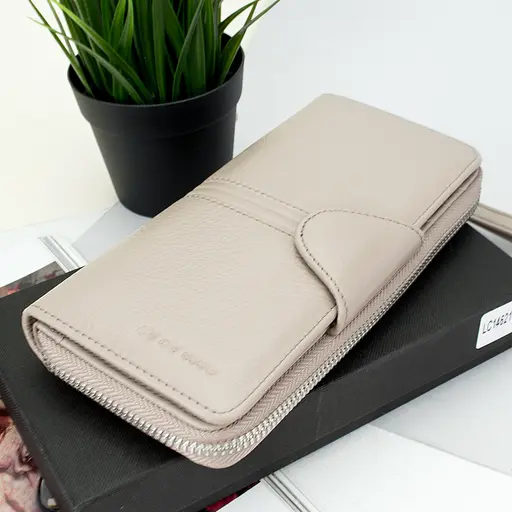 Гаманець жіночий шкіряний De Esse LC14621-GD25 великий з ремінцем нюдовий - фото 8