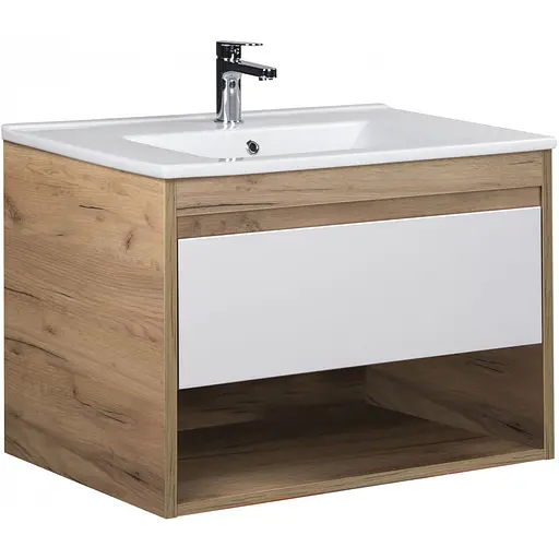 Тумба Мойдодир Oslo 80 Wood з умивальником SU-80 дуб крафт/Білий - фото 1