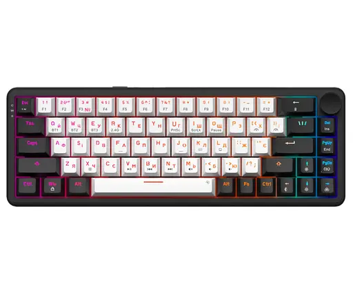 Клавиатура беспроводная игровая механическая GamePro MK-210-B Pro Black-White QLAB Orange Switches Hot-Swap