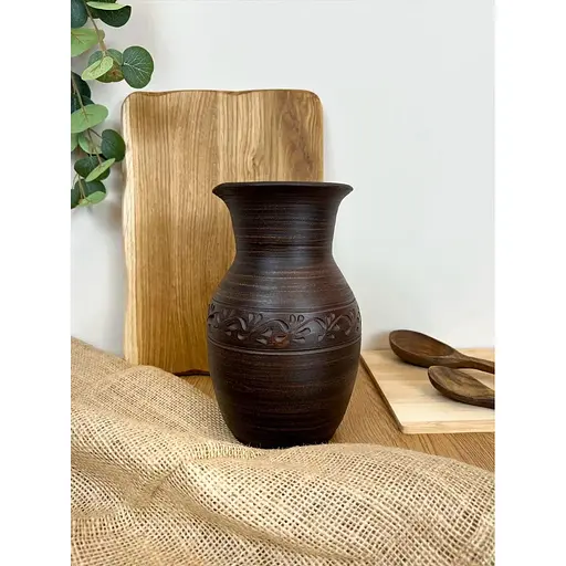 Глек 2 літри керамічний (глиняний) різьблений без ручки декор - фото 2