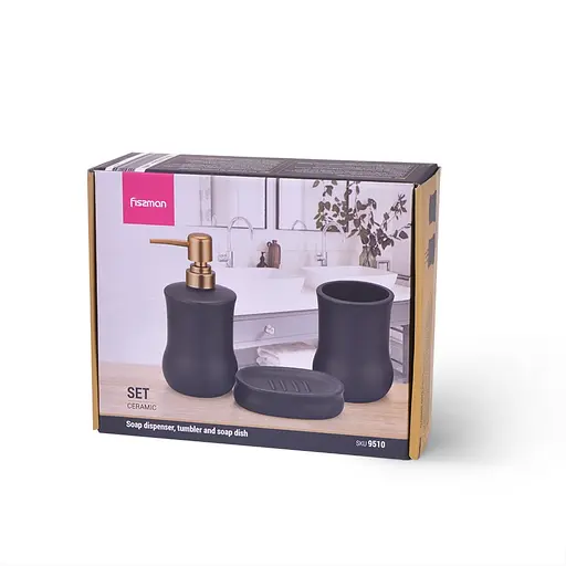Набір аксесуарів для ванної кімнати Fissman дозатор рідкого мила, стакан та мильниця (9510) - фото 8