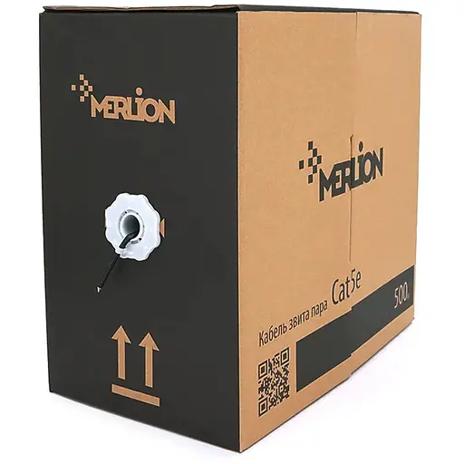 Кабель КНП UTP (2*2*0.5) 2p 24 AWG, Merlion, (CCA), ізоляція ПЕ, для зовн. робіт, 500м, Black, Corton BOX (300x380x280),Q2