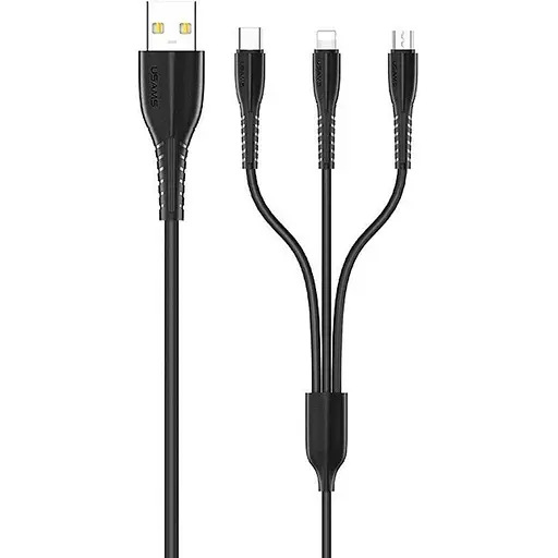 Кабель Usams US-SJ367 U35 3in1 USB-A to USB-C/Lightning/Micro-USB 2A 1m Black (SJ367USB01) [139705]