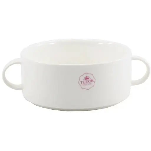 Бульйонниця порцелянова Tudor ГЛАДКА з ручками 300 мл біла (TU2545)