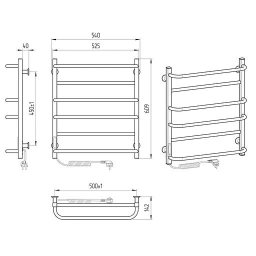 Електрична рушникосушарка Laris Зебра Комфорт ЧФ6 500x600 Е ліва R3 77700092, Білий, Ліве, Електронний - фото 6