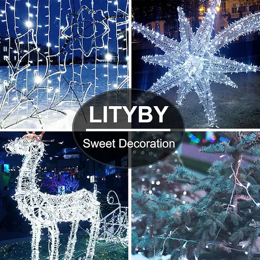 LITYBY Fairy Lights Акумулятор водонепроникний, 12M/120LED Різдвяні казкові вогні, 8 режимів Battery String Lights Outdoor - фото 5