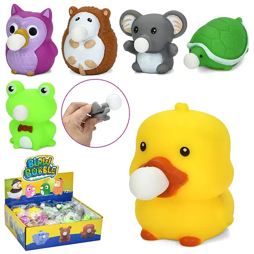 Антистрес тварина з жуйкою, 6.5 см, іграшка-надувашка, MS4718 (В асортименті)