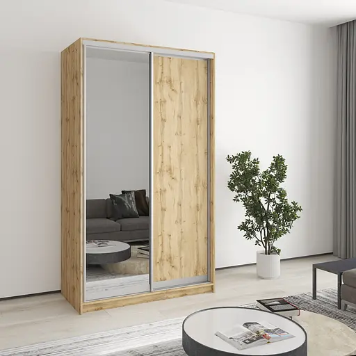 Шафа-купе дводверна MebelStar Стандарт AL ДСП/Дзеркало 120x60x210 см Дуб тахо (MBS-3470)